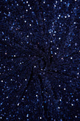 Load image into Gallery viewer, Navy Blue Sequin Fabric, Velvet Sequin Fabric by the Yard, Luxury Fabrics for Dresses, Stretch Velvet Fabric, Fashion Fabric