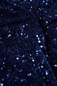 Load image into Gallery viewer, Navy Blue Sequin Fabric, Velvet Sequin Fabric by the Yard, Luxury Fabrics for Dresses, Stretch Velvet Fabric, Fashion Fabric
