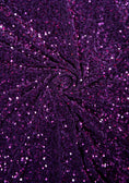 Load image into Gallery viewer, Plum Velvet Sequin Fabric, Stretch Velvet Fabric by the Yard, Luxury Fashion Fabric, Modern Shiny Fabric for Dresses
