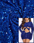 Load image into Gallery viewer, Royal Blue Sequin Velvet Fabric, Blue Iridescent Fabric by the Yard, Luxury Velvet Fabric, Modern Next Style Fabric