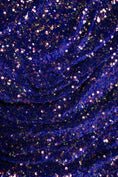 Load image into Gallery viewer, Blue Iridescent Fabric, Velvet Sequin Fabric by the Yard, Luxury Stretch Velvet Fabric, Modern Style Fashion Fabric