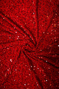 Load image into Gallery viewer, Red Velvet Fabric, Red Sequin Velvet by the Yard, Luxury Fashion Fabric, Stretch Shiny Fabric, Modern Shiny Fabric for Dresses