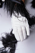 Load image into Gallery viewer, Black Ostrich Feather Trim, Fringe with Satin Ribbon, Feather Trimming By The Yard, Ostrich Hair Trim, Feather Decoration