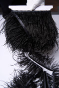 Load image into Gallery viewer, Black Ostrich Feather Trim, Fringe with Satin Ribbon, Feather Trimming By The Yard, Ostrich Hair Trim, Feather Decoration