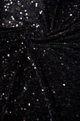 Load image into Gallery viewer, Black Velvet Sequin Fabric, Stretch Velvet Fabric by the Yard, Festival Wear, Dance Fabric, Luxury 2 Way Stretch Velvet Fashion Fabric