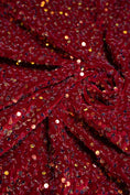 Load image into Gallery viewer, Burgundy Iridescent Velvet Fabric, Sequin Fabric, Stretch Velvet Fabric by the Yard, Luxury 2 Way Stretch Velvet Fashion Fabric