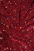 Load image into Gallery viewer, Burgundy Iridescent Velvet Fabric, Sequin Fabric, Stretch Velvet Fabric by the Yard, Luxury 2 Way Stretch Velvet Fashion Fabric