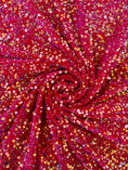 Load image into Gallery viewer, Fuchsia Iridescent Fabric, Velvet Sequin Fabric, Prom Dress Fabric by the Yard, Luxury 2 Way Stretch Velvet Wedding Fabric