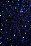 Load image into Gallery viewer, Navy Blue Sequin Fabric, Velvet Sequin Fabric by the Yard, Luxury Fabrics for Dresses, Stretch Velvet Fabric, Fashion Fabric