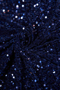 Load image into Gallery viewer, Navy Blue Sequin Fabric, Velvet Sequin Fabric by the Yard, Luxury Fabrics for Dresses, Stretch Velvet Fabric, Fashion Fabric