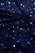 Load image into Gallery viewer, Navy Blue Sequin Fabric, Velvet Sequin Fabric by the Yard, Luxury Fabrics for Dresses, Stretch Velvet Fabric, Fashion Fabric
