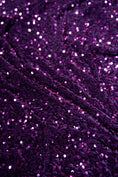 Load image into Gallery viewer, Plum Velvet Sequin Fabric, Stretch Velvet Fabric by the Yard, Luxury Fashion Fabric, Modern Shiny Fabric for Dresses