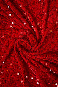 Load image into Gallery viewer, Red Velvet Fabric, Red Sequin Velvet by the Yard, Luxury Fashion Fabric, Stretch Shiny Fabric, Modern Shiny Fabric for Dresses