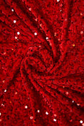 Load image into Gallery viewer, Red Velvet Fabric, Red Sequin Velvet by the Yard, Luxury Fashion Fabric, Stretch Shiny Fabric, Modern Shiny Fabric for Dresses
