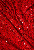 Load image into Gallery viewer, Red Velvet Fabric, Red Sequin Velvet by the Yard, Luxury Fashion Fabric, Stretch Shiny Fabric, Modern Shiny Fabric for Dresses