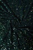Load image into Gallery viewer, Hunter Green Velvet Sequin Fabric, Stretch Fabric by the Yard, Shiny Sequin Fabric, Modern Designer Fabric, Fashion Fabric