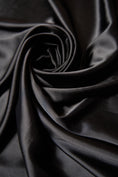 Load image into Gallery viewer, Black Satin Fabric, Luxury Satin Fabric, Fabric by The Yard, Black Shiny Fabric, Silk Fabric By the Yard, Fabric for Dress
