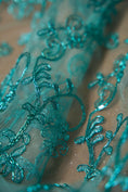 Load image into Gallery viewer, Floral Embroidery Lace Fabric, Jade Bridal Lace Fabric, Fashion Fabric by the Yard, Bridal Gown Lace, Elegant Evening Dress