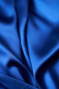 Load image into Gallery viewer, Royal Blue Fabric, Satin Fabric by the Yard, Luxury Shiny Stretch Fabric, Fashion Fabric, Sewing Fabric for Dress
