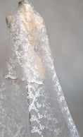 Load image into Gallery viewer, Floral Embroidery Lace Fabric, Luxurious Bridal Lace Fabric, Fashion Fabric by the Yard, Bridal Gown Lace, Elegant Evening Dress