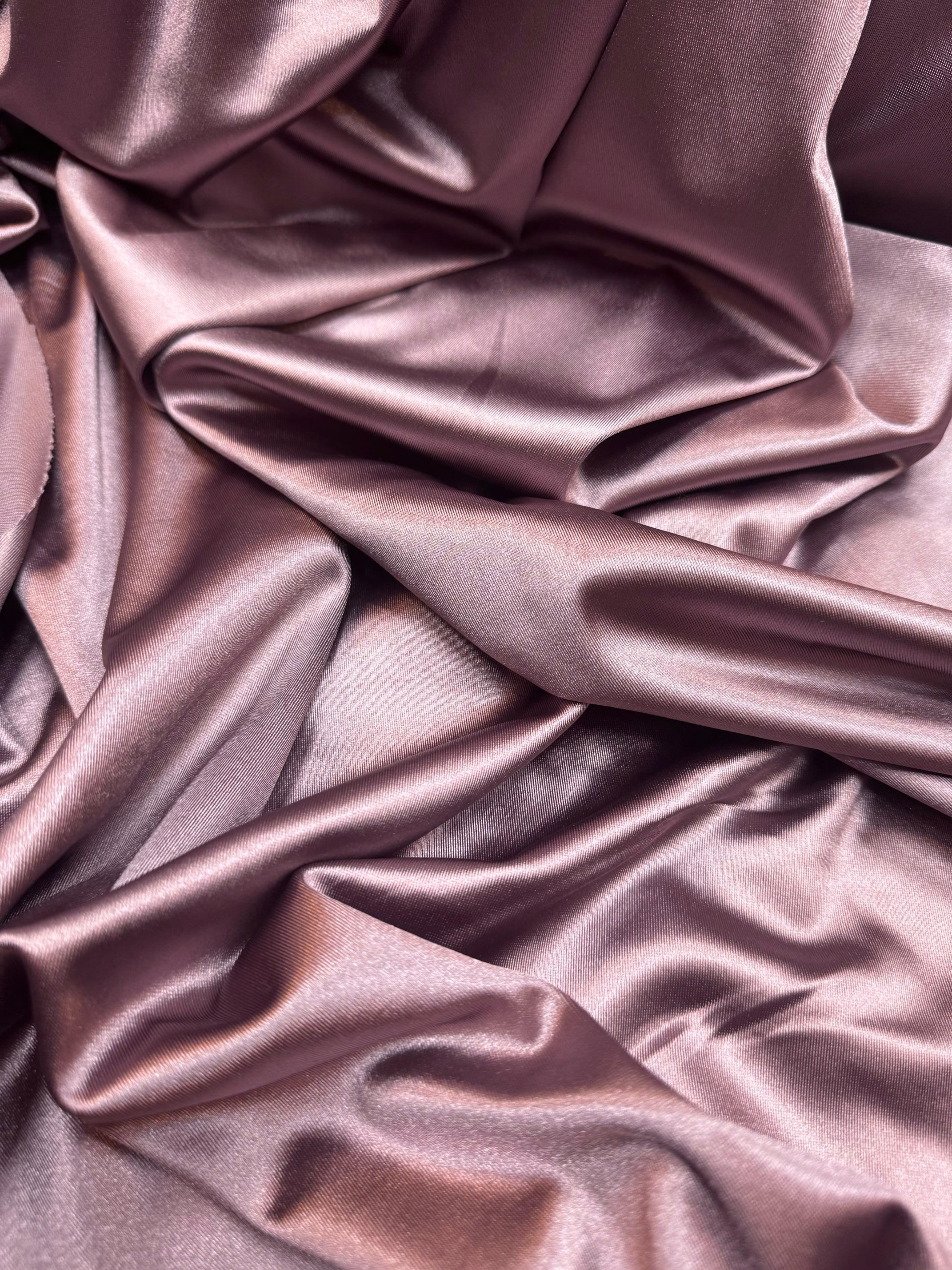 Luxurious Dusty Plum Shiny Nylon Spandex Fabric, Stretchy by the Yard for Sportswear, Bridal, Evening Dresses, Prom Dresses and Costumes