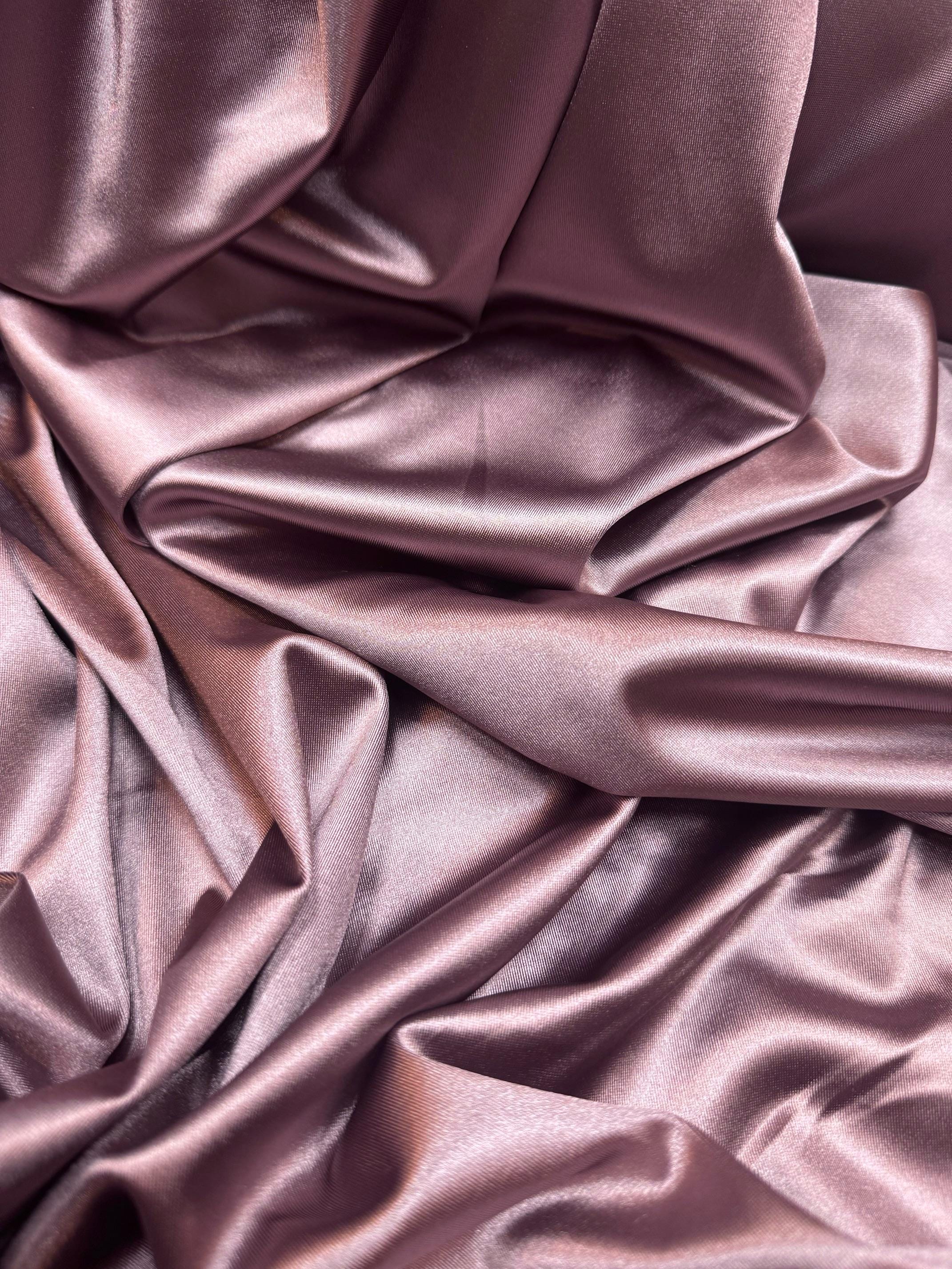 Luxurious Dusty Plum Shiny Nylon Spandex Fabric, Stretchy by the Yard for Sportswear, Bridal, Evening Dresses, Prom Dresses and Costumes