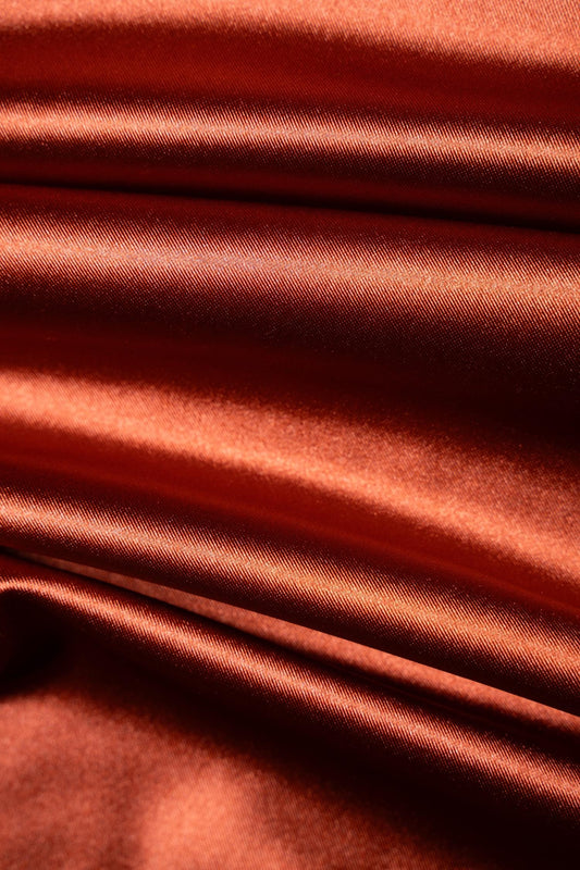 Premium Rust Color Shiny Nylon Spandex by the Yard | Stretchy Fabric for Sportswear, Bridal Attire, Evening Dresses, Prom Dresses, Costumes