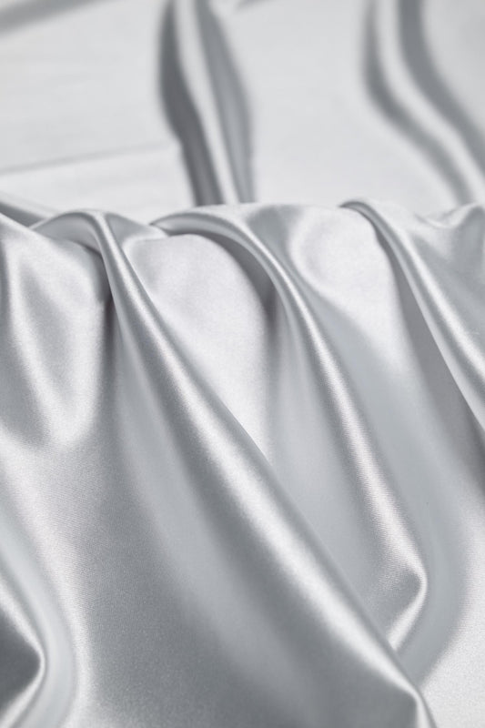 Premium White Shiny Nylon Spandex by the Yard | Stretchy Material for Dynamic Designs, Bridal Attire & Evening Gowns