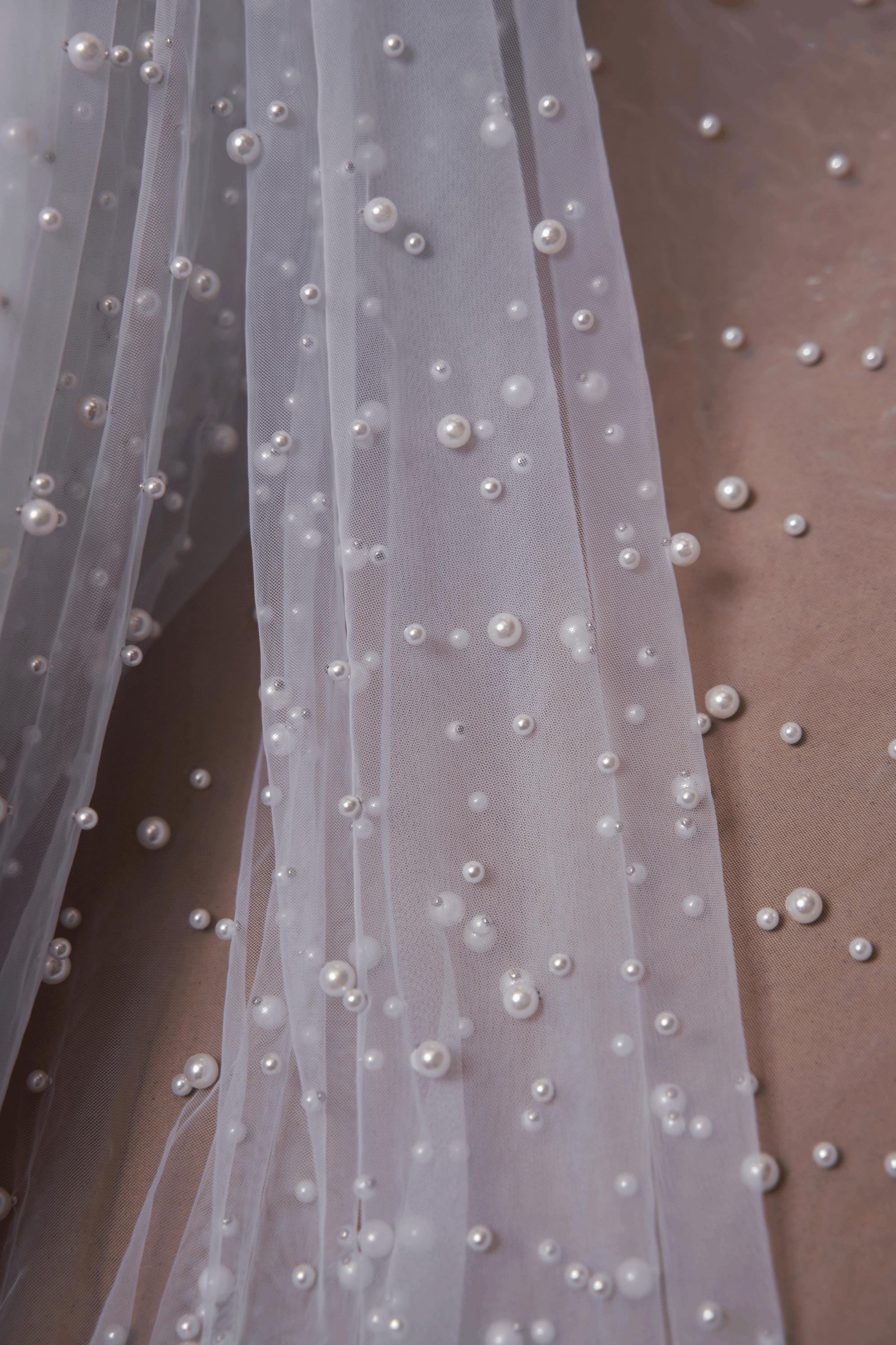 White Pearl Bridal Fabric by the Yard | Luxury Festival Fabric for Dynamic Wedding Dress Designs Perfect for Womens Couture.