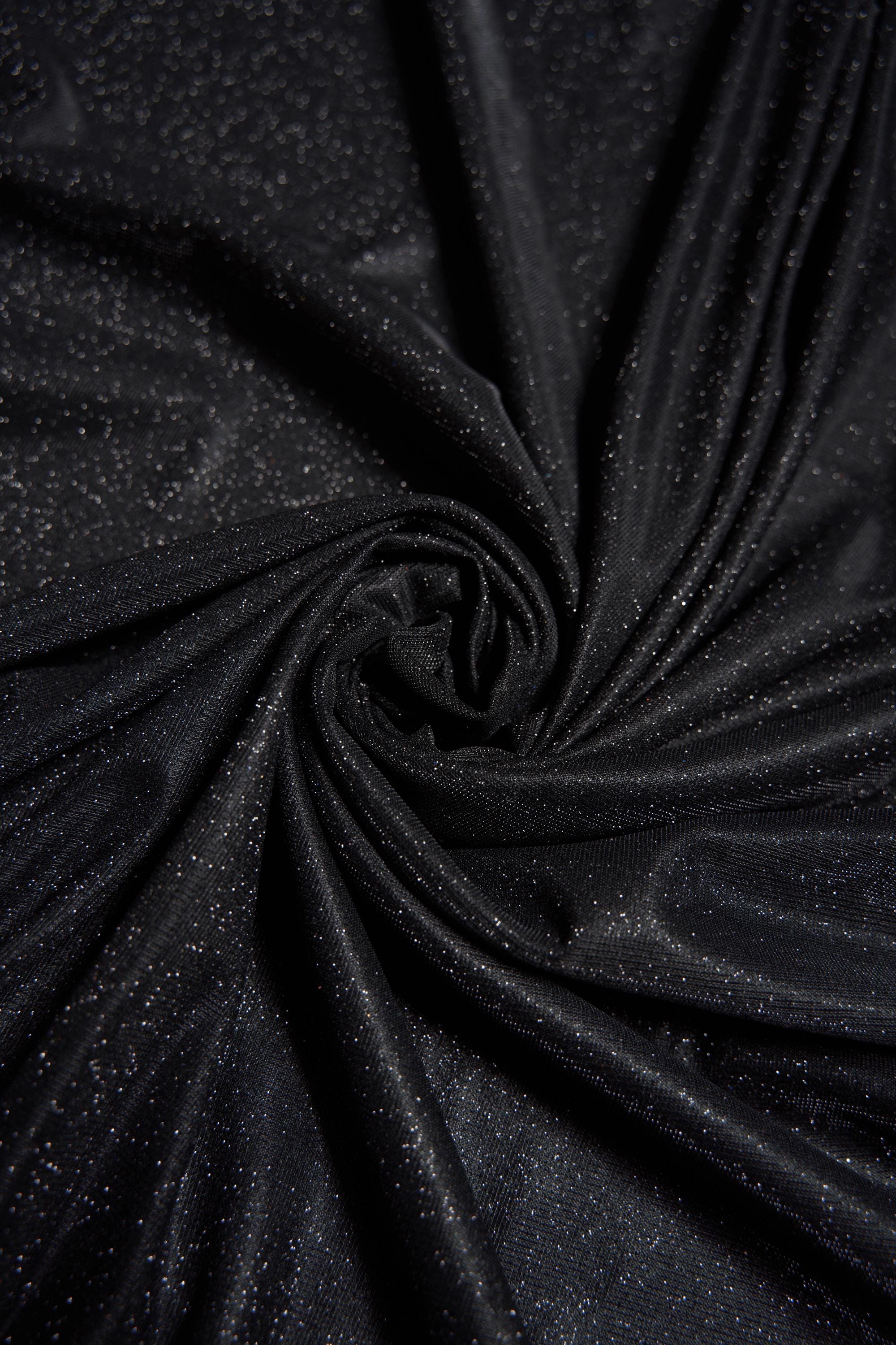 Top-Rated Black Glitter Fabric: Lurex Spandex Knit by the Yard for Weddings, Evening Gowns, Costumes & Backdrops, Prom Dresses and Garments