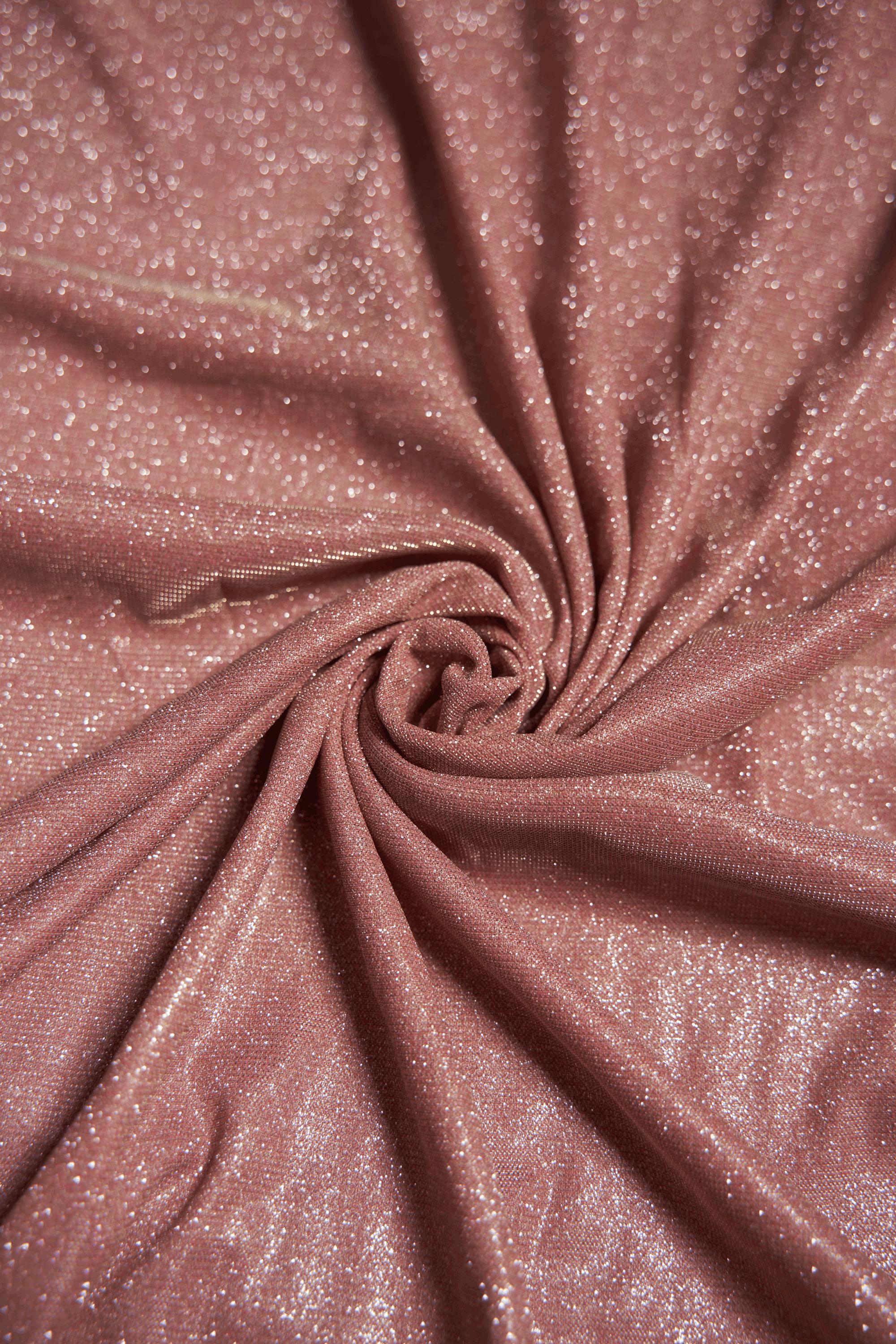 Dusty Pink Glitter Fabric by the Yard | Lurex Spandex Knit for Wedding Dresses, Evening Gowns, Costumes & Backdrops Sparkle Shimmer Fabric.