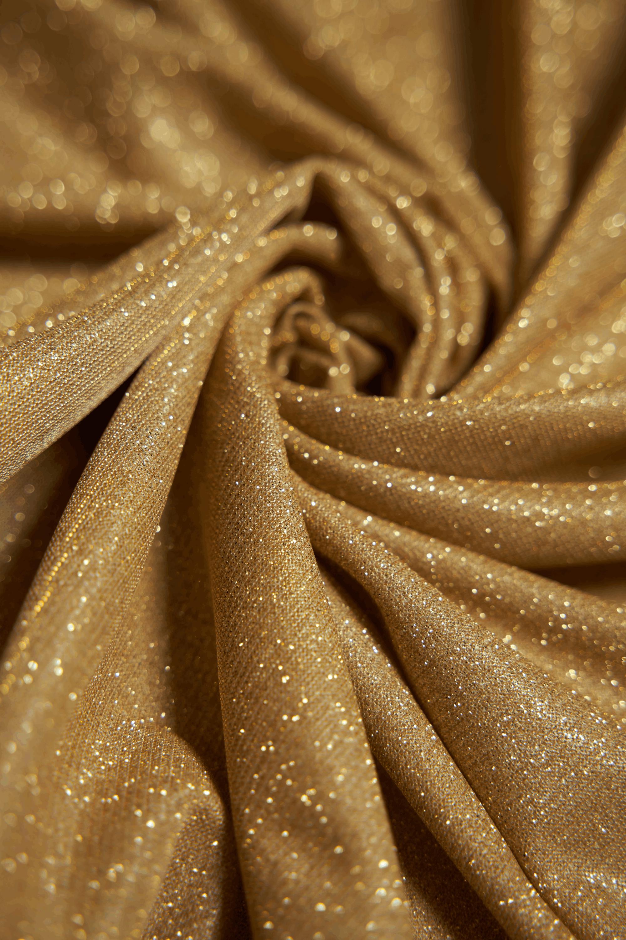 Gold Glitter Fabric | Lurex Spandex Knit by the Yard | Sparkle Shimmer Wedding Fabric for Evening Gowns, Costumes & Backdrops, Prom Dresses