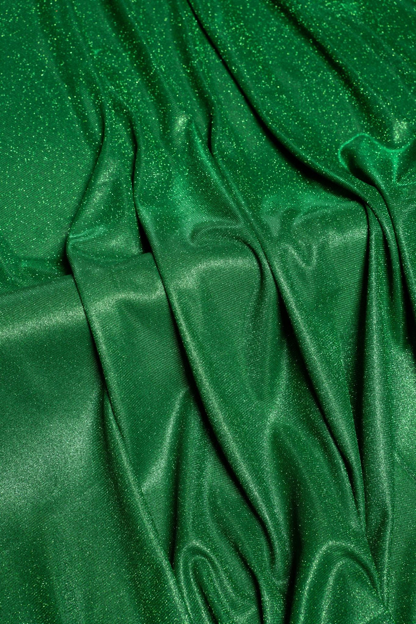 Top-Rated Emerald Green Glitter Lurex Fabric: Spandex Knit by the Yard for Evening Gowns, Costumes & Backdrops, Prom Dresses and Garments