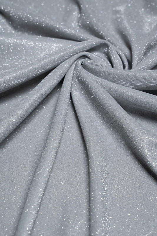 Top-Rated Silver Glitter Fabric: Lurex Bonding Spandex Knit by the Yard for Evening Gowns, Costumes & Backdrops, Prom Dresses and Garments