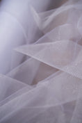 Load image into Gallery viewer, White Shiny Mesh Fabric by the Yard - Shiny Bridal Fabric & Festival Material for Weddings and Special Occasions, Costumes, Prom Dresses
