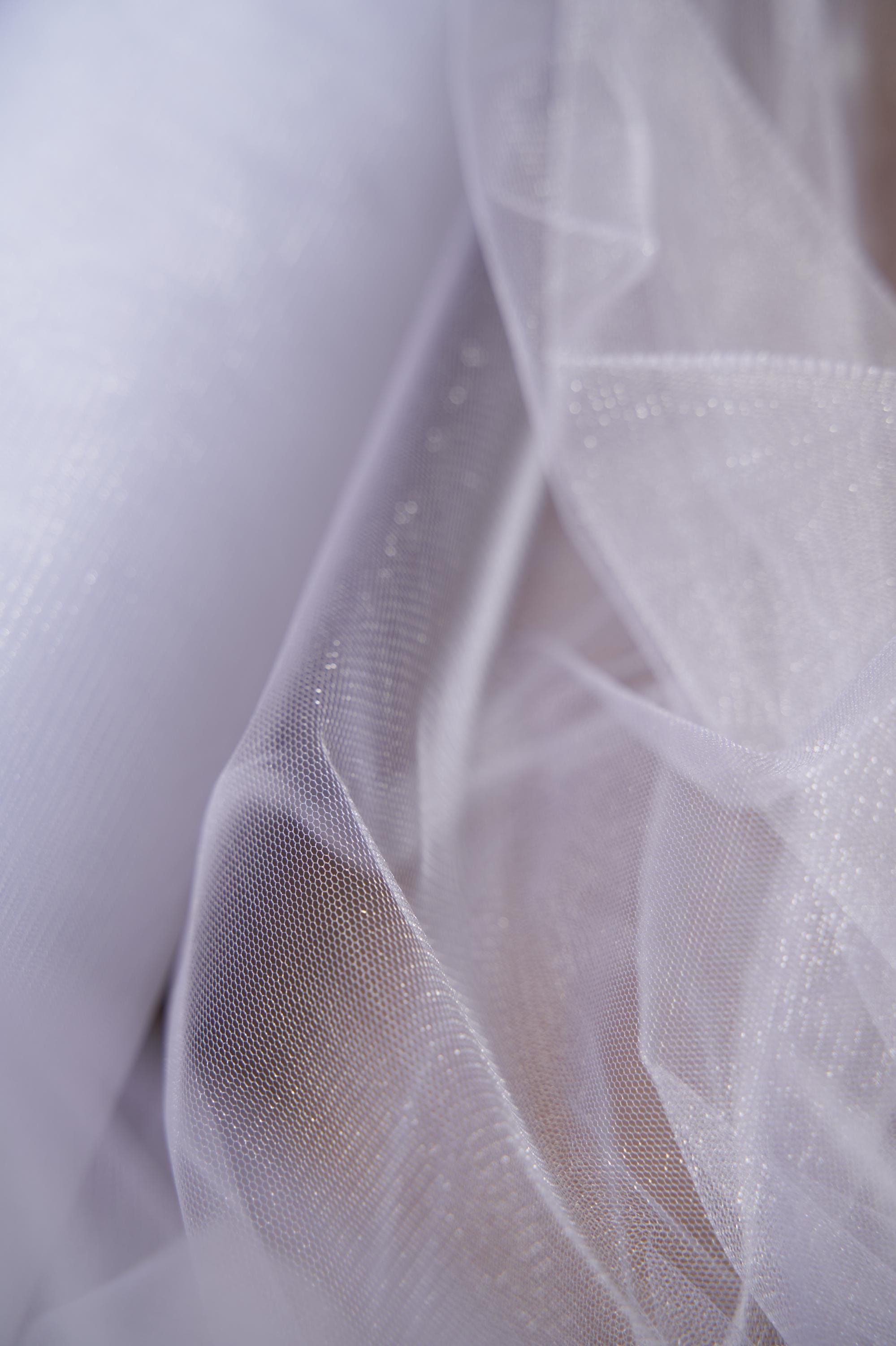 White Shiny Mesh Fabric by the Yard - Shiny Bridal Fabric & Festival Material for Weddings and Special Occasions, Costumes, Prom Dresses