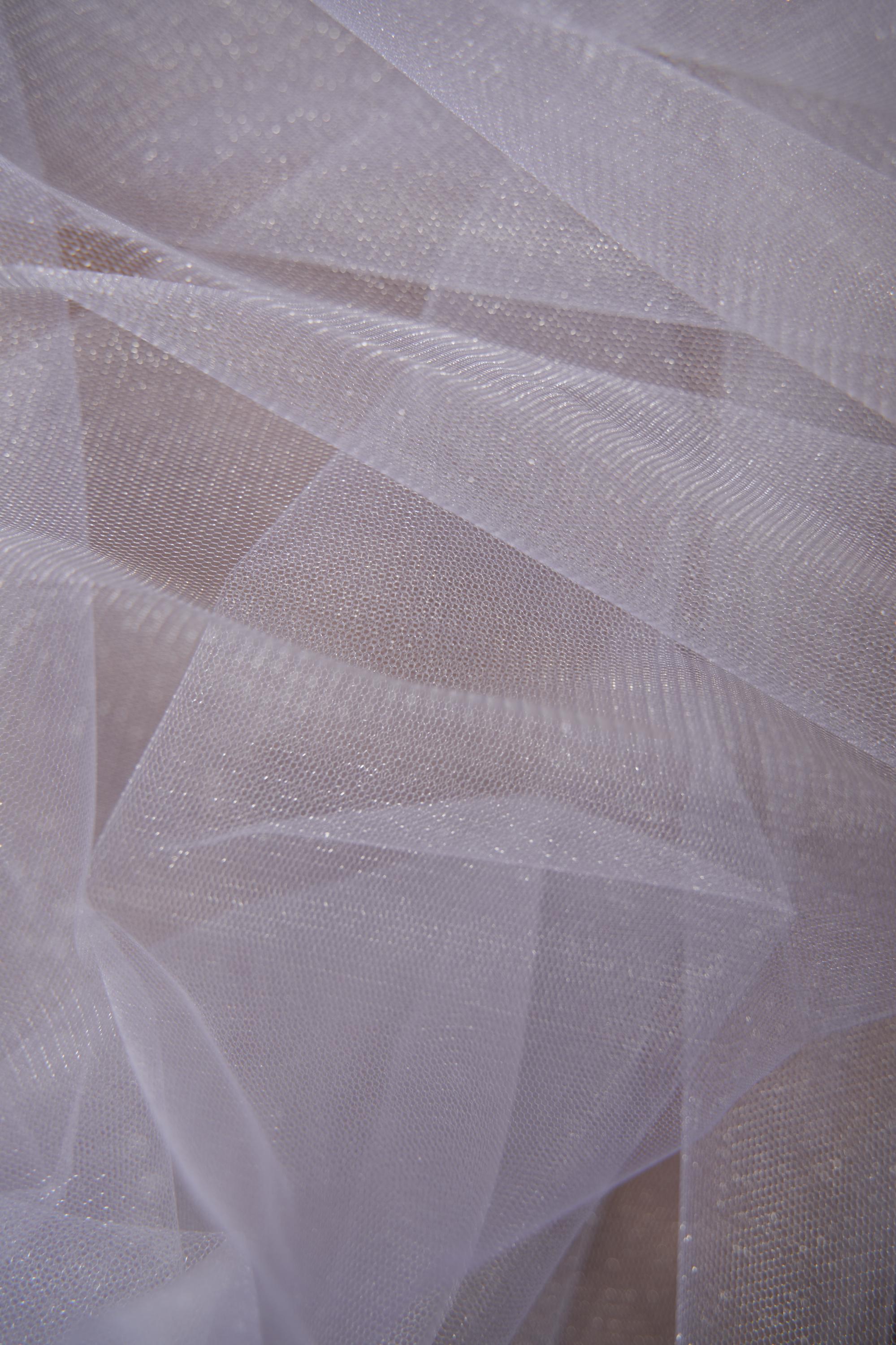 White Shiny Mesh Fabric by the Yard - Shiny Bridal Fabric & Festival Material for Weddings and Special Occasions, Costumes, Prom Dresses