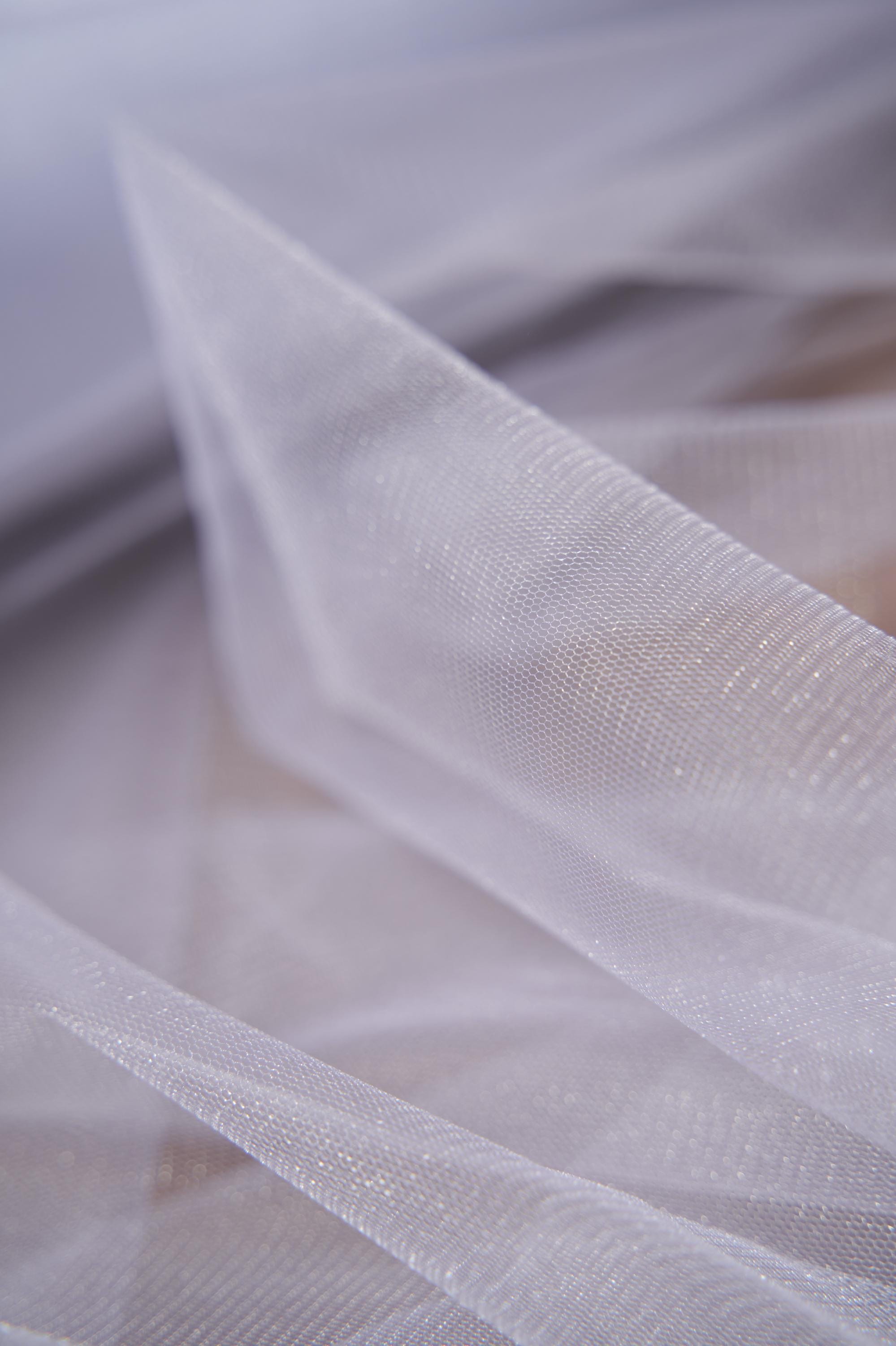 White Shiny Mesh Fabric by the Yard - Shiny Bridal Fabric & Festival Material for Weddings and Special Occasions, Costumes, Prom Dresses