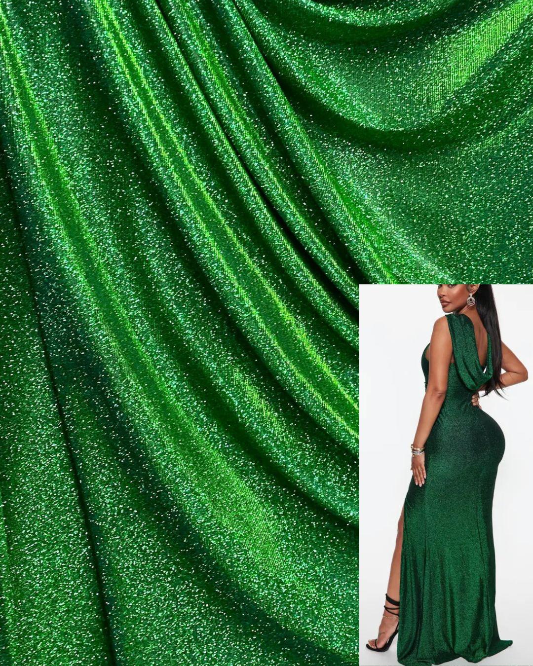 Top-Rated Emerald Green Glitter Lurex Fabric: Spandex Knit by the Yard for Evening Gowns, Costumes & Backdrops, Prom Dresses and Garments Top-Rated Emerald Green Glitter Lurex Fabric: Spandex Knit by the Yard for Evening Gowns, Costumes & Backdrops, Prom Dresses and Garments