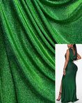 Load image into Gallery viewer, Top-Rated Emerald Green Glitter Lurex Fabric: Spandex Knit by the Yard for Evening Gowns, Costumes & Backdrops, Prom Dresses and Garments
