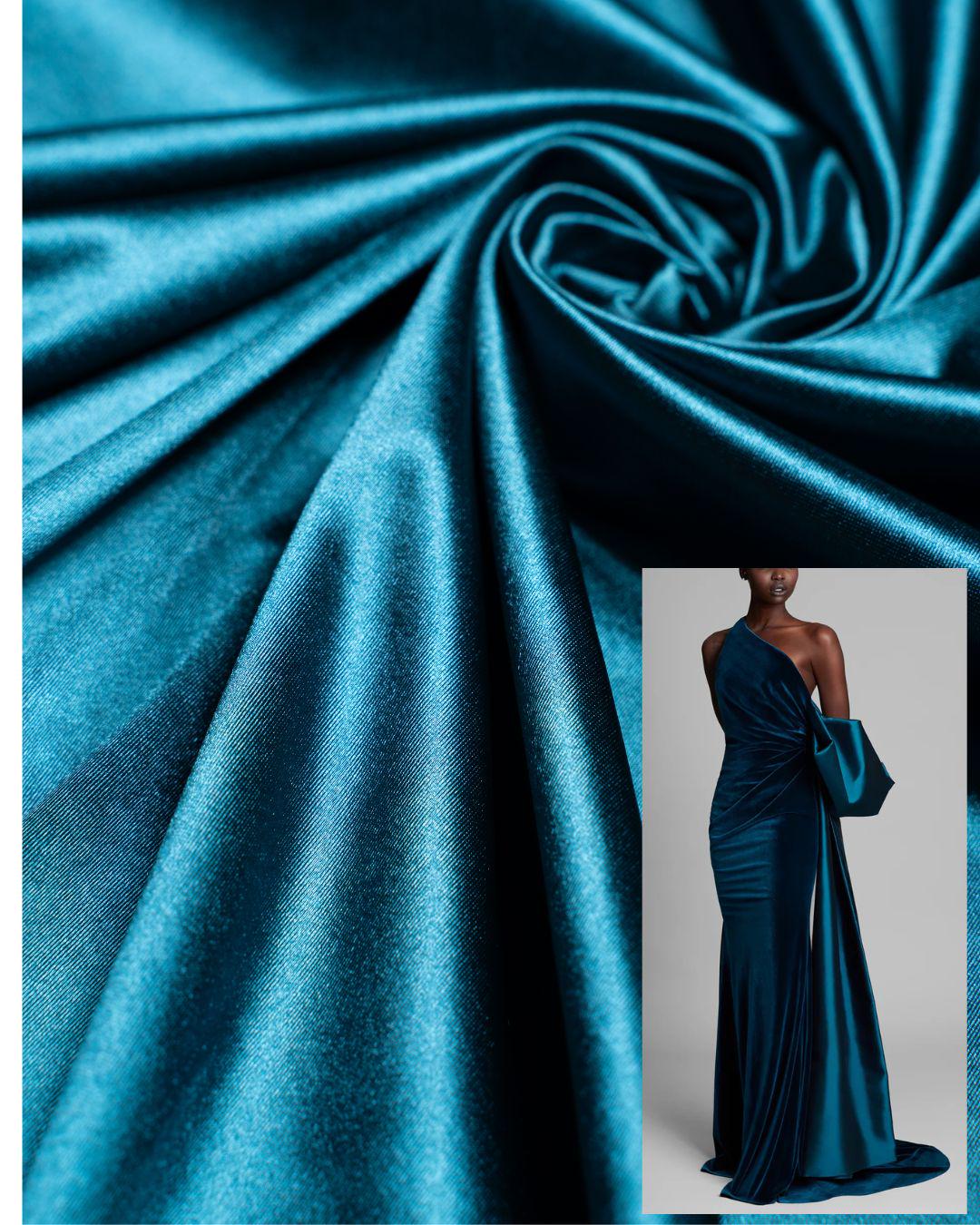 Premium Teal Shiny Nylon Spandex by the Yard Stretchy Material for Wedding, Bridal Attire, Evening Dresses, Prom Dresses, Costumes and More