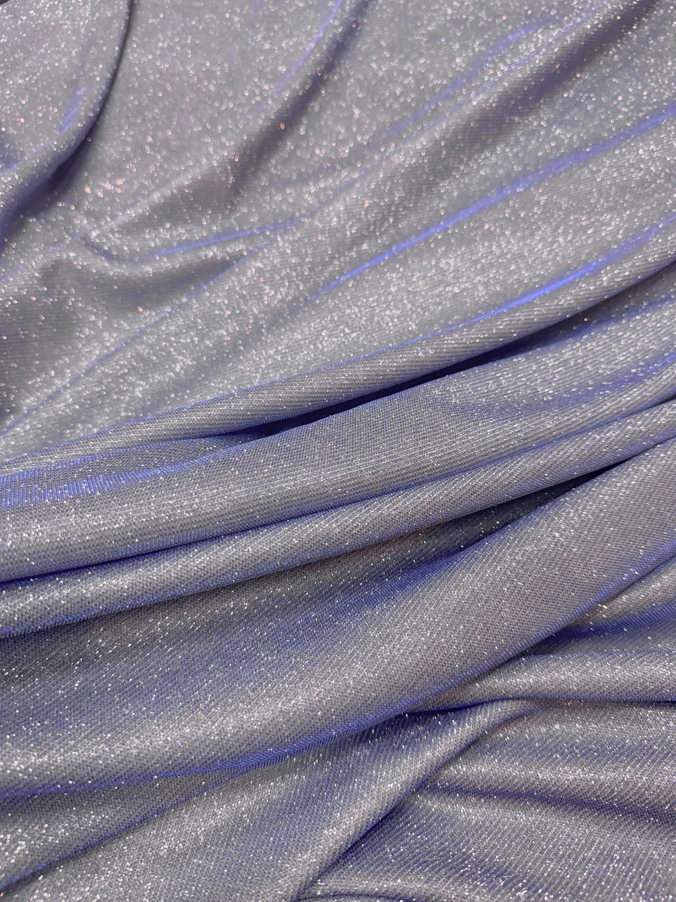 Grey-Blue Glitter Lurex Fabric by the Yard|Sparkle Shimmer Spandex Knit Fabric for Evening Gowns, Backdrops & Festival Costumes,Prom Dresses