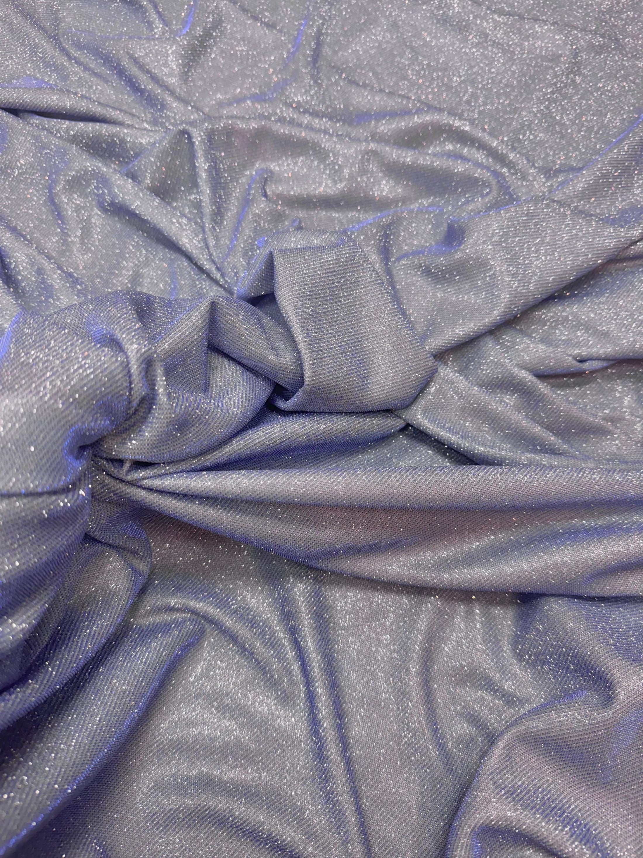 Grey-Blue Glitter Lurex Fabric by the Yard|Sparkle Shimmer Spandex Knit Fabric for Evening Gowns, Backdrops & Festival Costumes,Prom Dresses