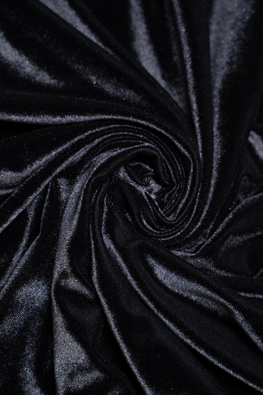 Black Velvet Stretch Fabric | Soft Velvet Fabric by the Yard | Luxury 4-Way Stretch for Costumes & Bows | Fashion Fabric. Premium Velvet