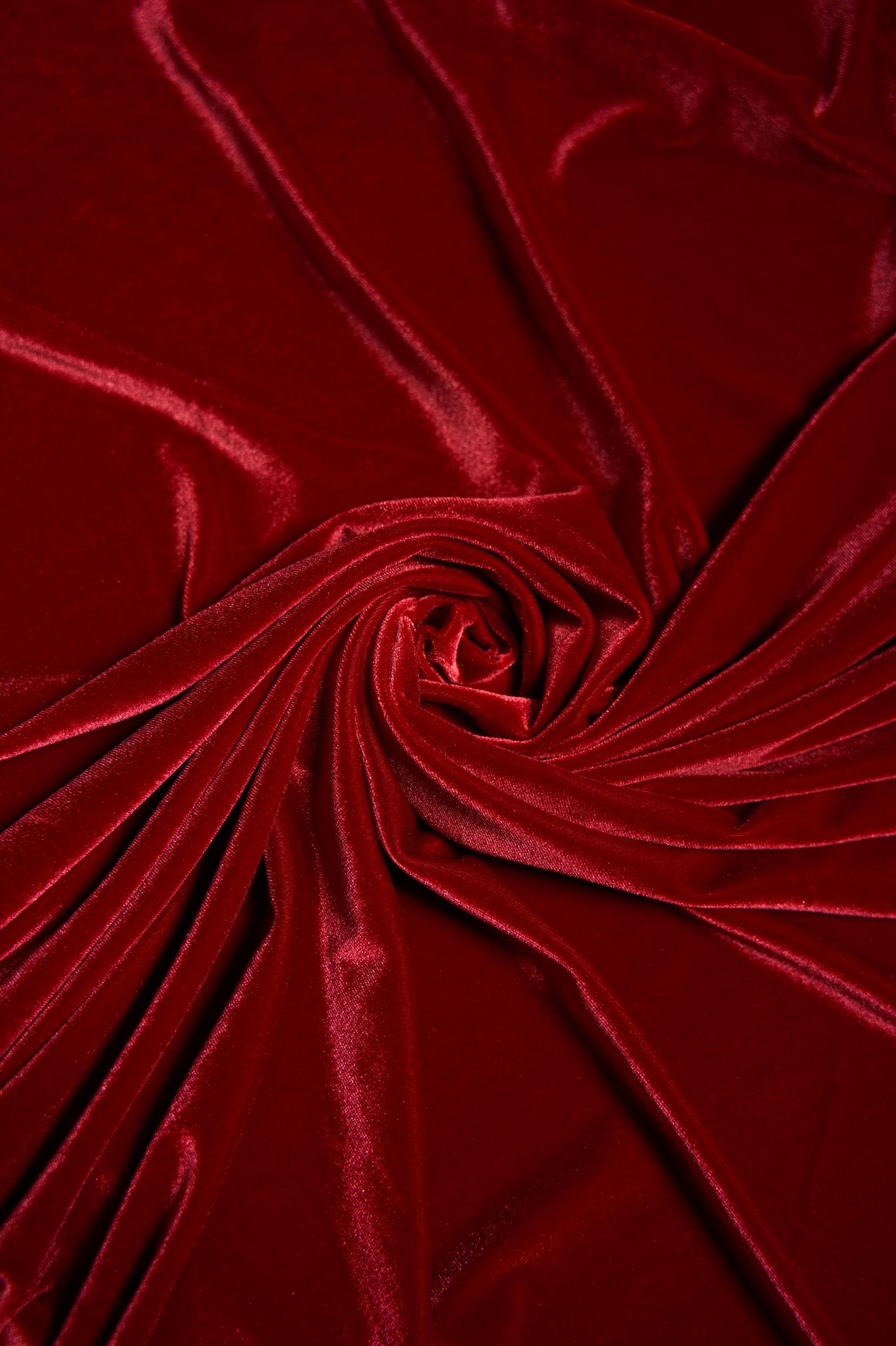 Deep Red Velvet Stretch Fabric- Soft Luxury 4 Way Stretch Velvet by the Yard for Costumes & Fashion Bows, Evening and Prom Dresses, Garments