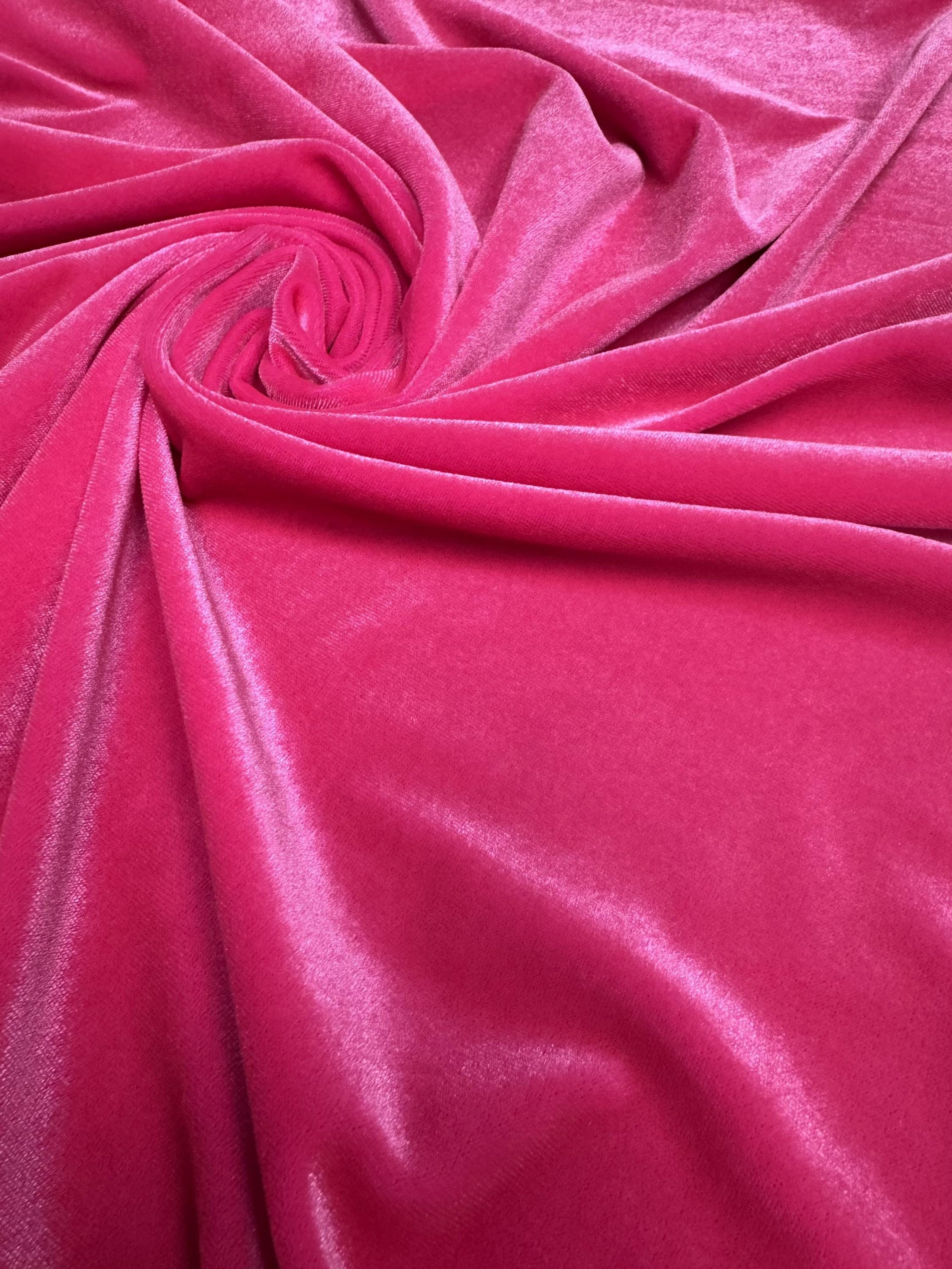 Hot Pink Soft 4-Way Stretch Velvet by the Yard for Costumes and Bows| Luxury Fashion Fabric for Evening and Prom Dresses. Fashion Costumes