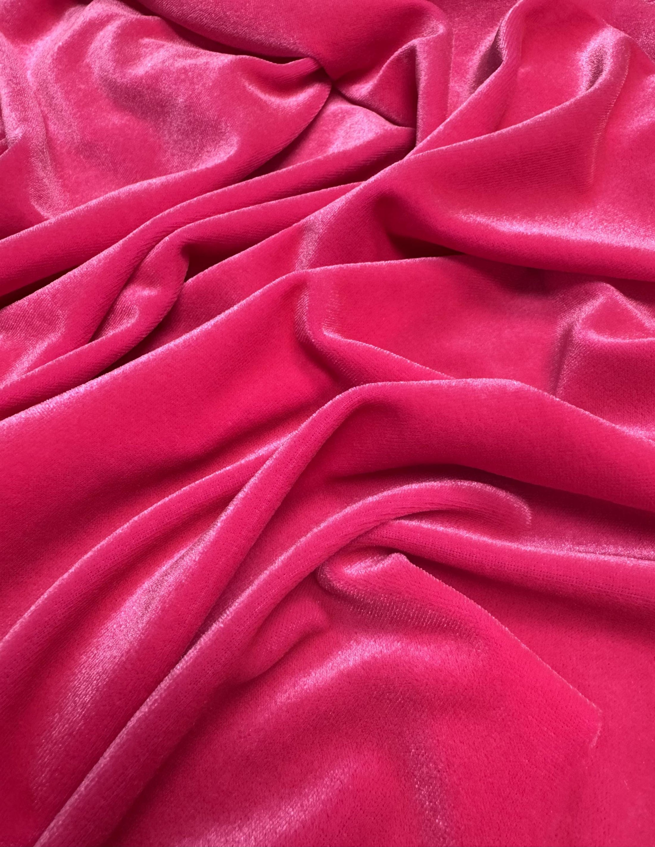 Hot Pink Soft 4-Way Stretch Velvet by the Yard for Costumes and Bows| Luxury Fashion Fabric for Evening and Prom Dresses. Fashion Costumes