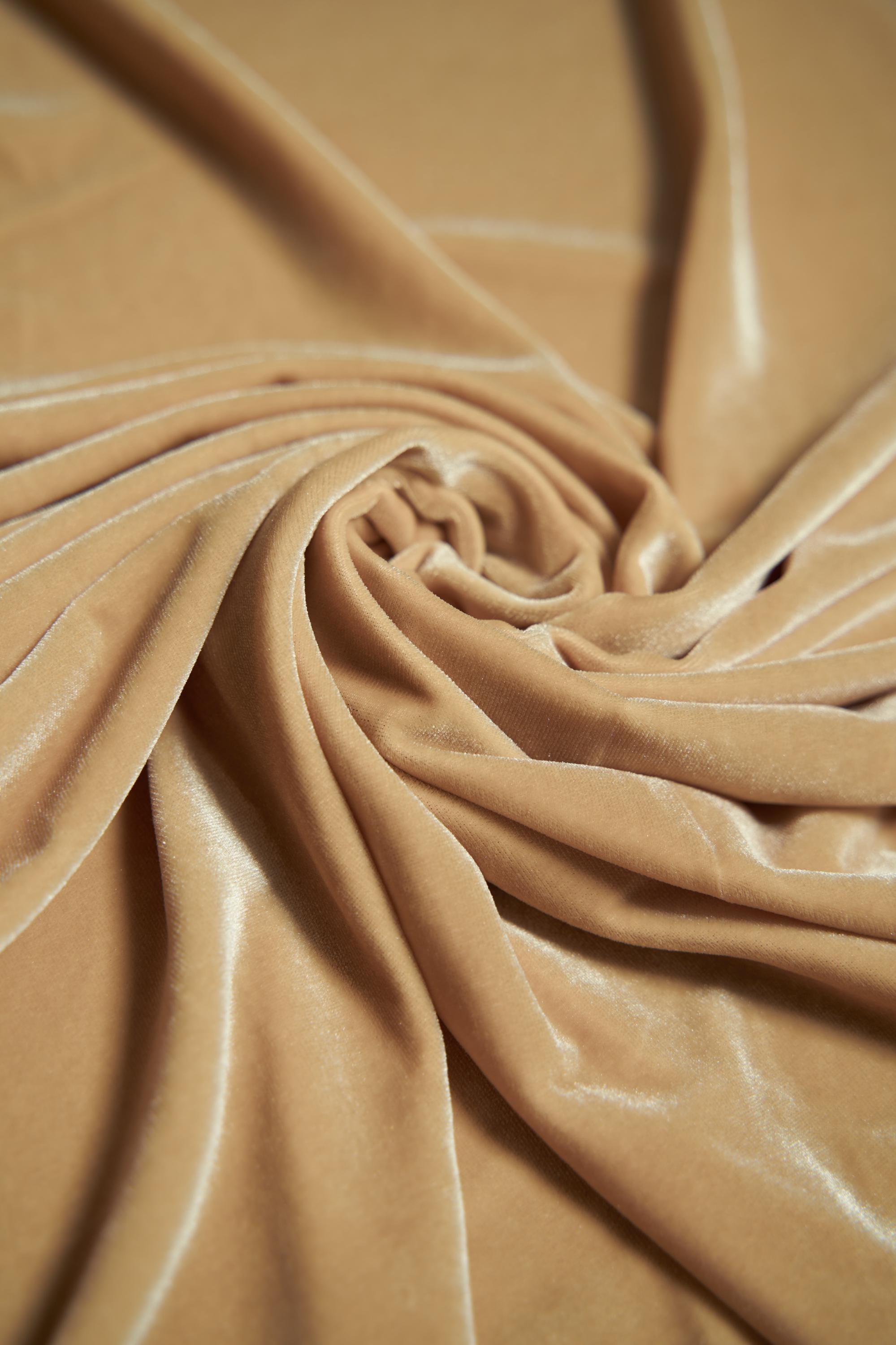 Light Gold Velvet Stretch Fabric by the Yard - Luxury 4-Way Stretch Velvet for Costumes, Bows, & Fashion Projects.