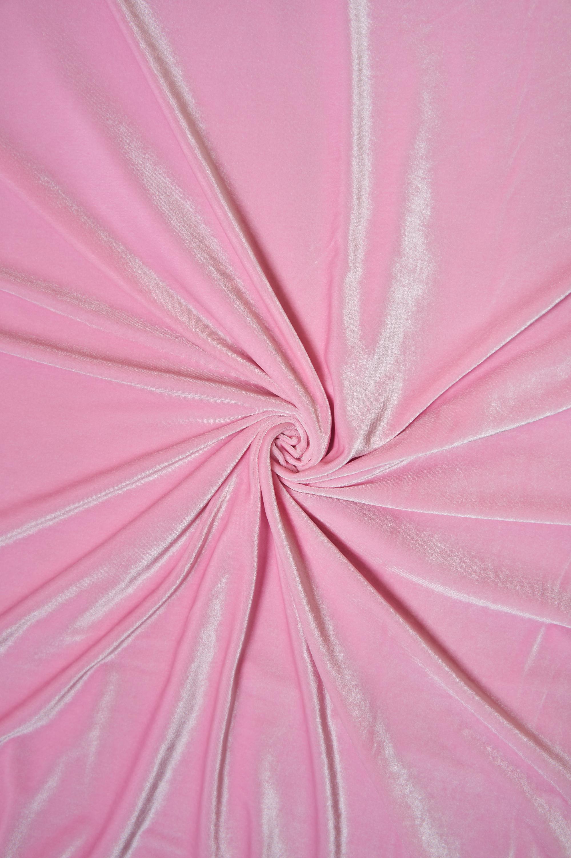 Soft Pink Stretch Velvet Fabric- 4-Way Stretch Dress Material | Perfect for Party Dresses and Crafts -By the Yard for Prom and Evening Gowns