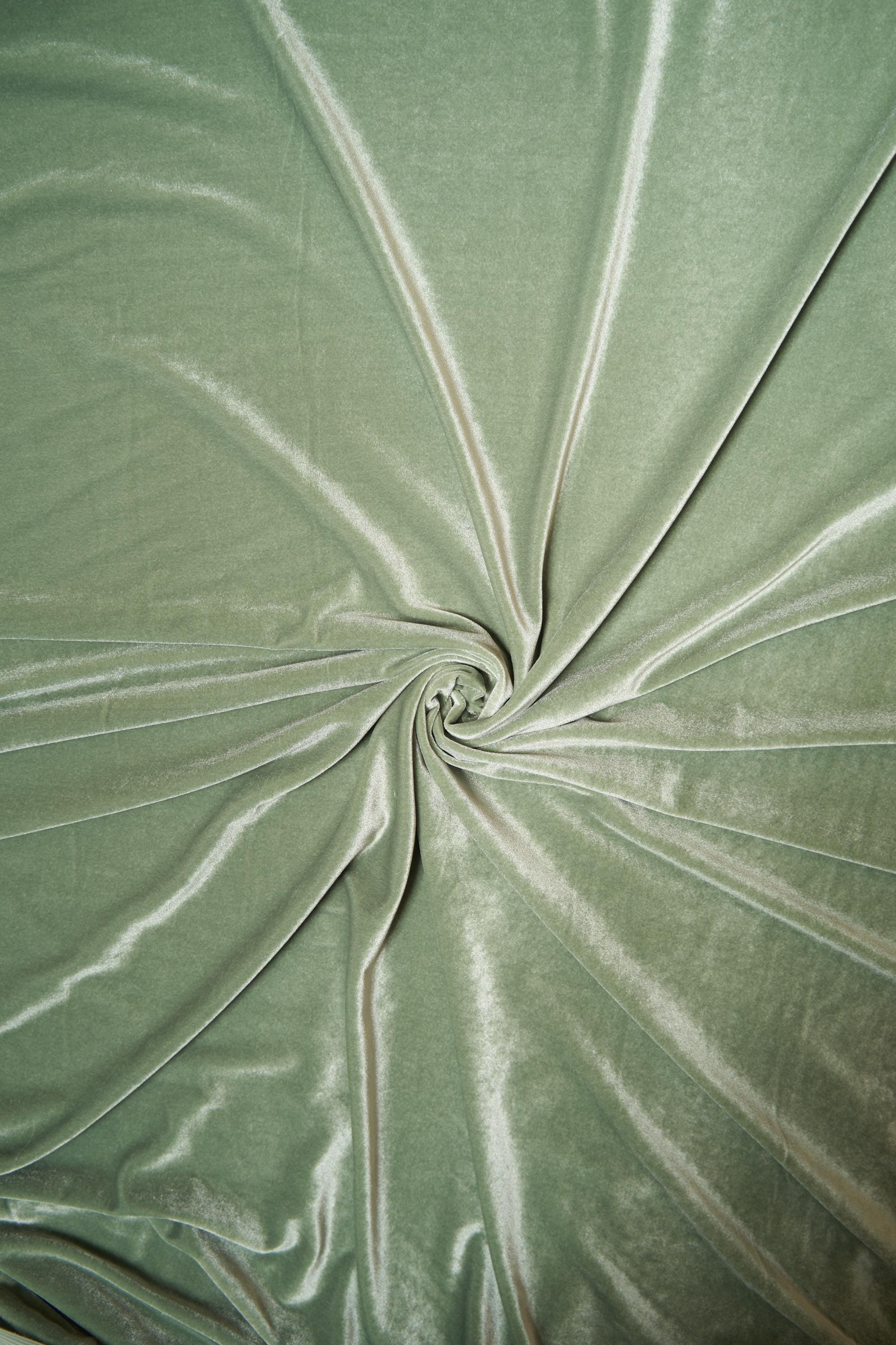 Sage Green Stretch Velvet Fabric-4 Way Stretch Soft Green Velvet by the Yard for Apparel & Crafts. Premium Velvet for Prom and Evening Gowns